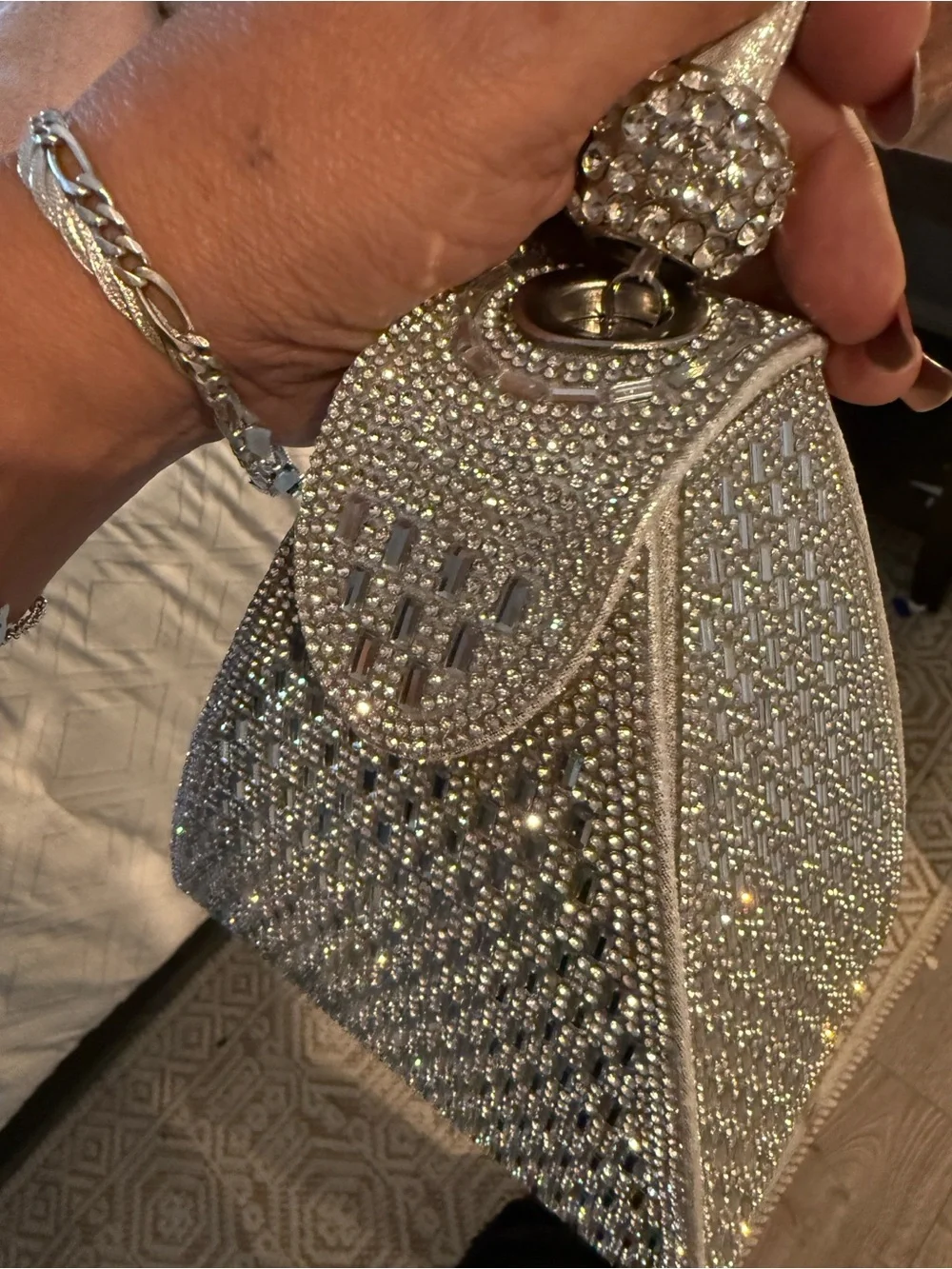 Silver Crystal Pyramid Evening Bag